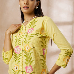 Cotton Schiffli Hand Painted Top