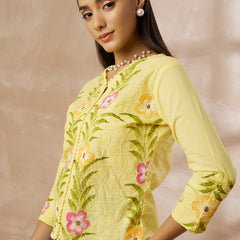 Cotton Schiffli Hand Painted Top