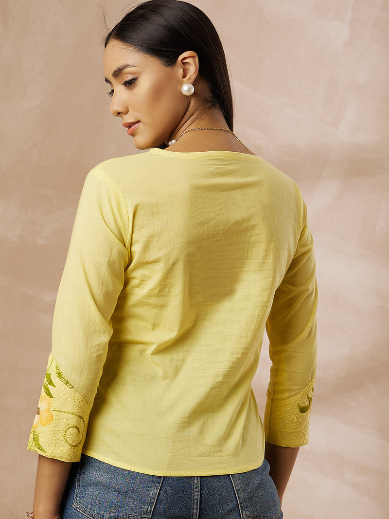 Cotton Schiffli Hand Painted Top