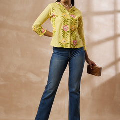 Cotton Schiffli Hand Painted Top