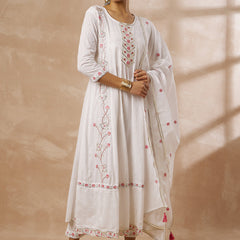 Cotton Schiffli Thread Work Kurta,Pant  and  Dupatta
