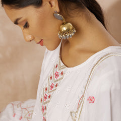 Cotton Schiffli Thread Work Kurta,Pant  and  Dupatta