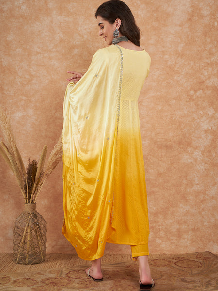 Cotton Schiffli Thread Work Kurta, Pant and Dupatta