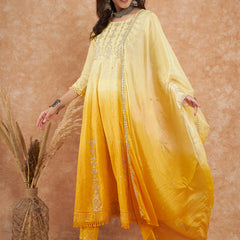 Cotton Schiffli Thread Work Kurta, Pant and Dupatta