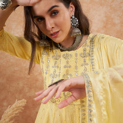 Cotton Schiffli Thread Work Kurta, Pant and Dupatta