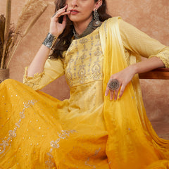 Cotton Schiffli Thread Work Kurta, Pant and Dupatta