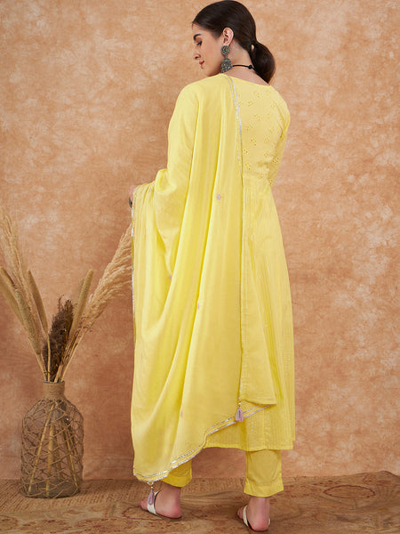 Cotton Schiffli Thread Work  and  Sequined Kurta,Pant  and  Dupatta