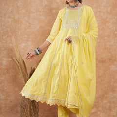 Cotton Schiffli Thread Work  and  Sequined Kurta,Pant  and  Dupatta
