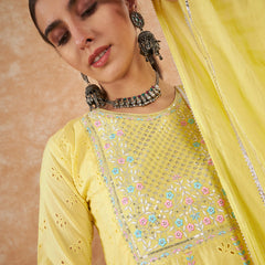 Cotton Schiffli Thread Work  and  Sequined Kurta,Pant  and  Dupatta