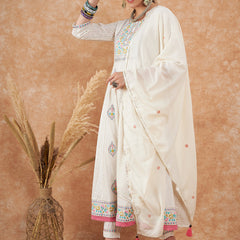 Cotton Schiffli Embroidered Kurta  and  Pant with Dupatta