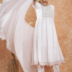 Cotton Schiffli Thread Work  and  Sequined Kurta,Pant  and  Dupatta