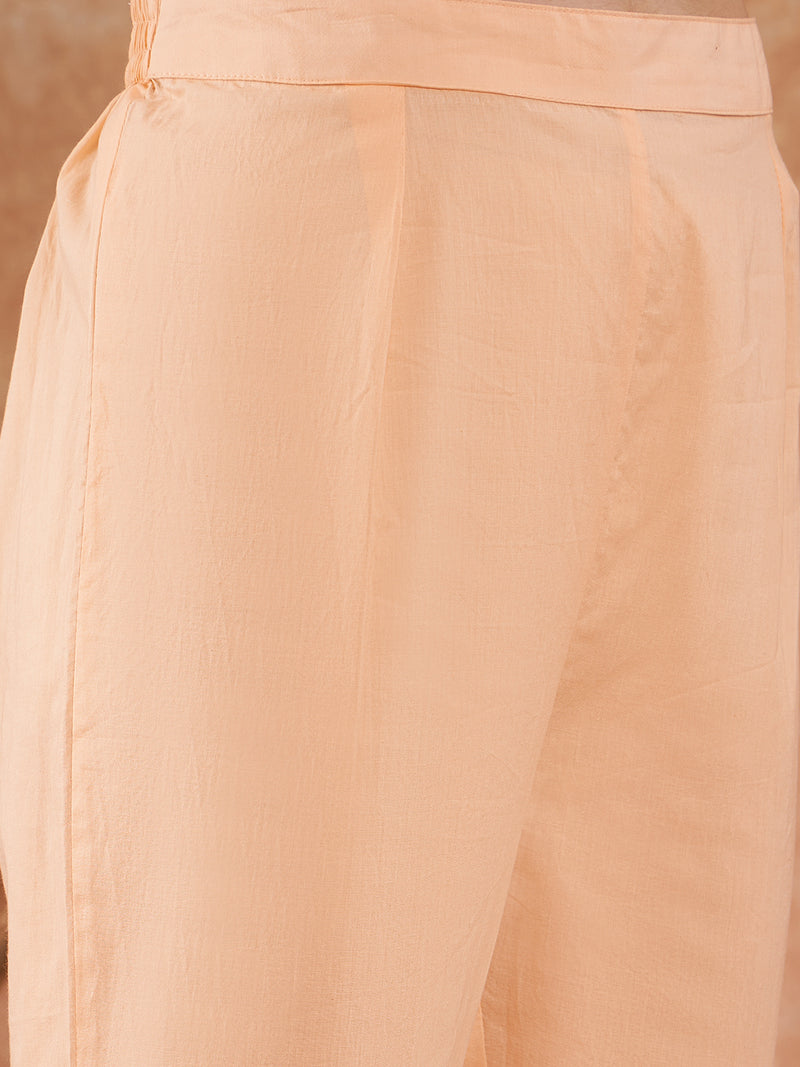 Cotton Schiffli Embroidered Anarkali Kurta Pant and Duptta