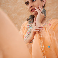 Cotton Schiffli Embroidered Anarkali Kurta Pant and Duptta