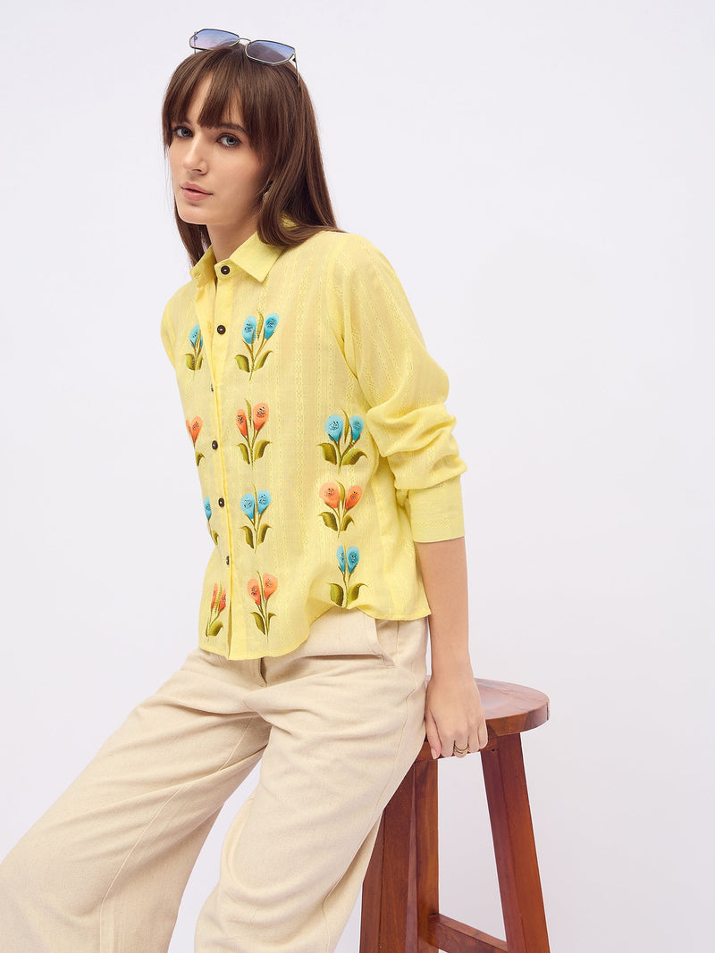 Cotton Dobby Hand Brush Painted Top