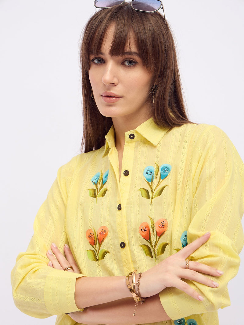 Cotton Dobby Hand Brush Painted Top