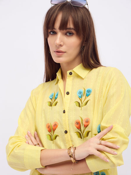 Cotton Dobby Hand Brush Painted Top