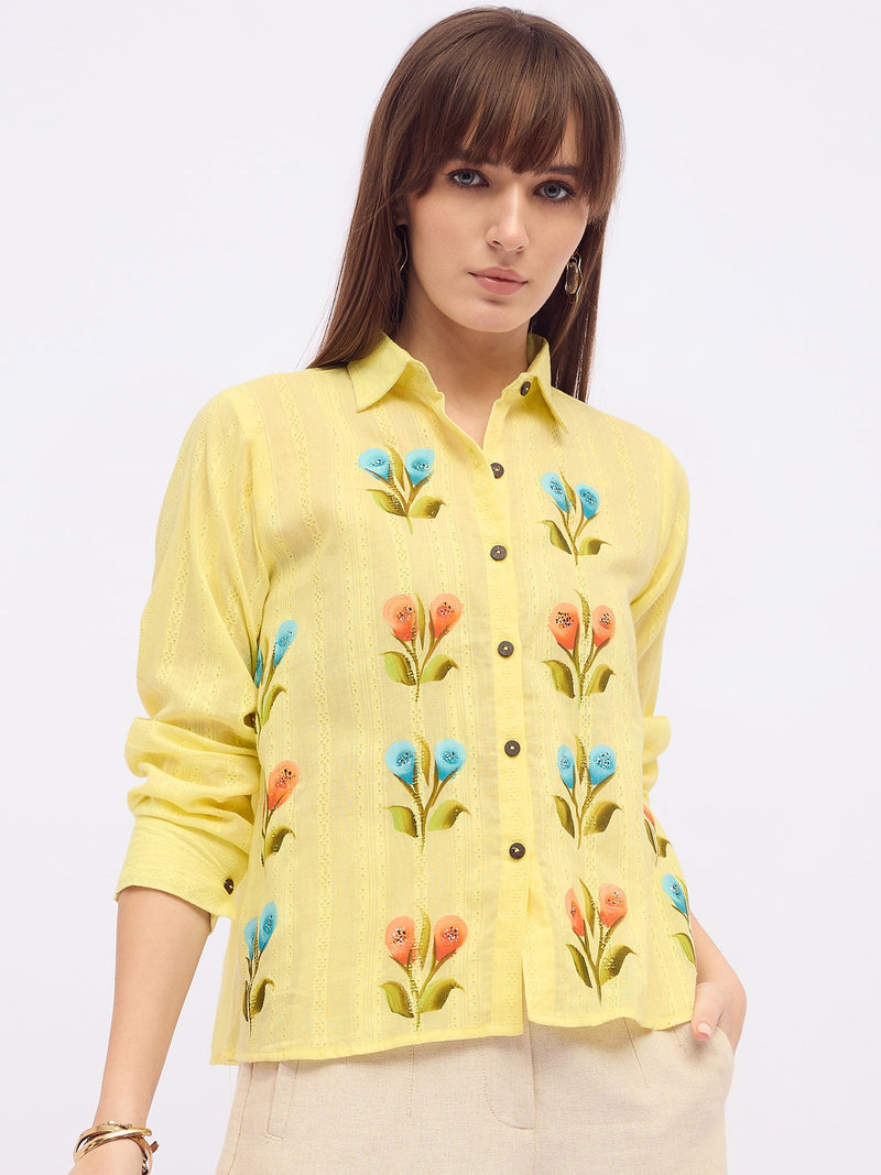 Cotton Dobby Hand Brush Painted Top