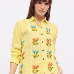 Cotton Dobby Hand Brush Painted Top