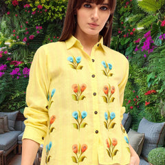 Cotton Dobby Hand Brush Painted Top