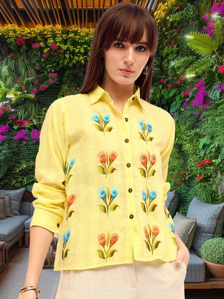 Cotton Dobby Hand Brush Painted Top