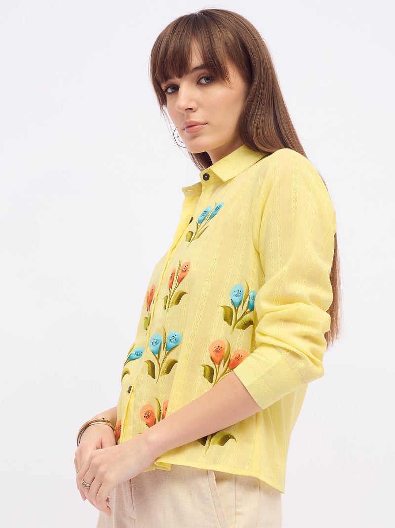 Cotton Dobby Hand Brush Painted Top