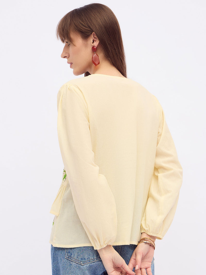 Pure Cotton Hand Brush Painted Peplum Top