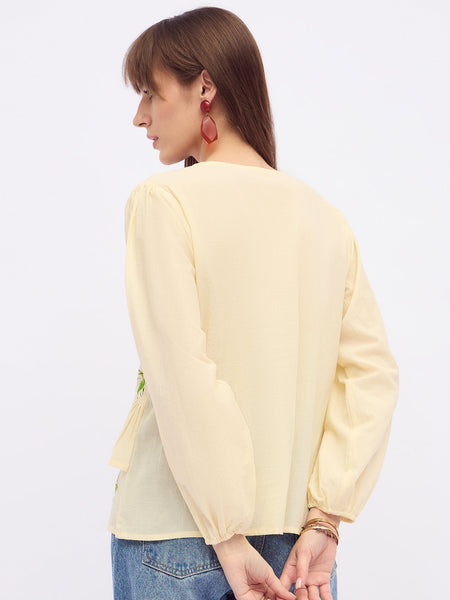 Pure Cotton Hand Brush Painted Peplum Top