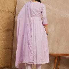 Cotton Schiffli Thread  and  Mirror Work Kurta,Pant  and  Dupatta