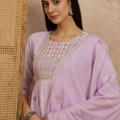 Cotton Schiffli Thread  and  Mirror Work Kurta,Pant  and  Dupatta