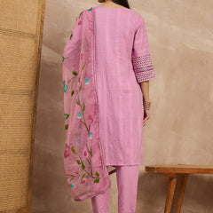 Cotton Schiffli Mirror Work Kurta Pant  and  Dupatta