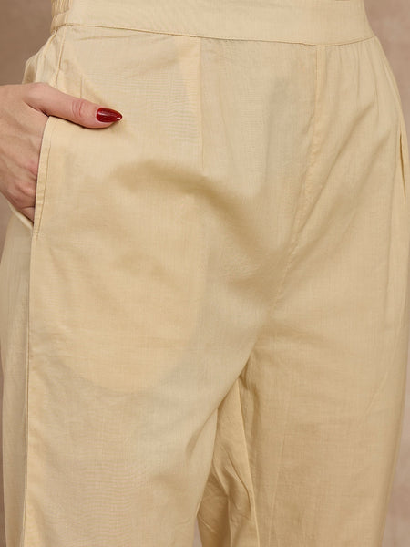 Cotton Schiffli Thread Work Kurta Pant and Dupatta