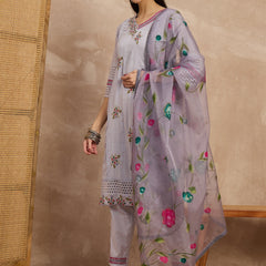 Cotton Schiffli Mirror Work Kurta Pant  and  Dupatta