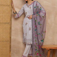 Cotton Schiffli Mirror Work Kurta Pant  and  Dupatta
