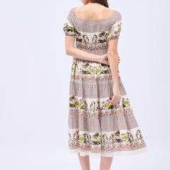 Printed Rayon With Tyer Style Calf Length Dress