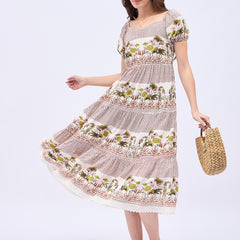 Printed Rayon With Tyer Style Calf Length Dress