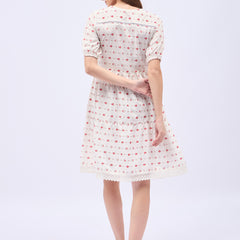Printed Rayon With Tyer Style Knee Length Dress
