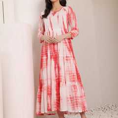 MulCotton Tie and Dye Fit and  Flare Dress