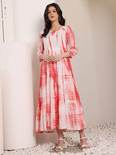 MulCotton Tie and Dye Fit and  Flare Dress