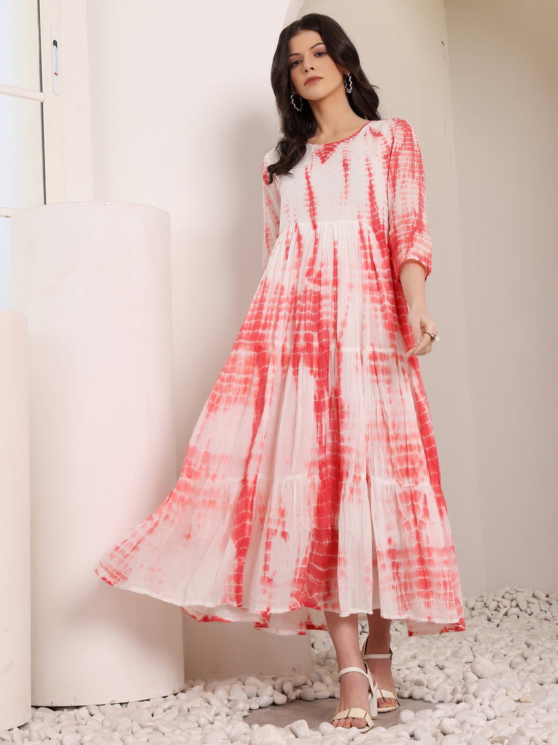 MulCotton Tie and Dye Fit and  Flare Dress