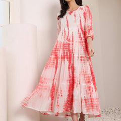 MulCotton Tie and Dye Fit and  Flare Dress