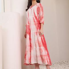 MulCotton Tie and Dye Fit and  Flare Dress