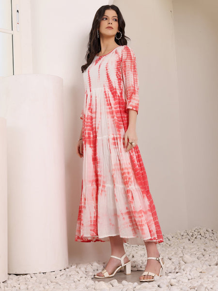 MulCotton Tie and Dye Fit and  Flare Dress