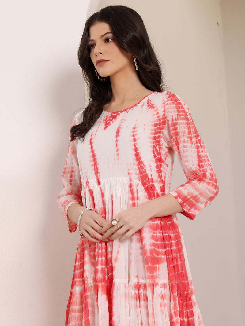 MulCotton Tie and Dye Fit and  Flare Dress