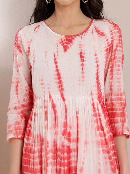 MulCotton Tie and Dye Fit and  Flare Dress
