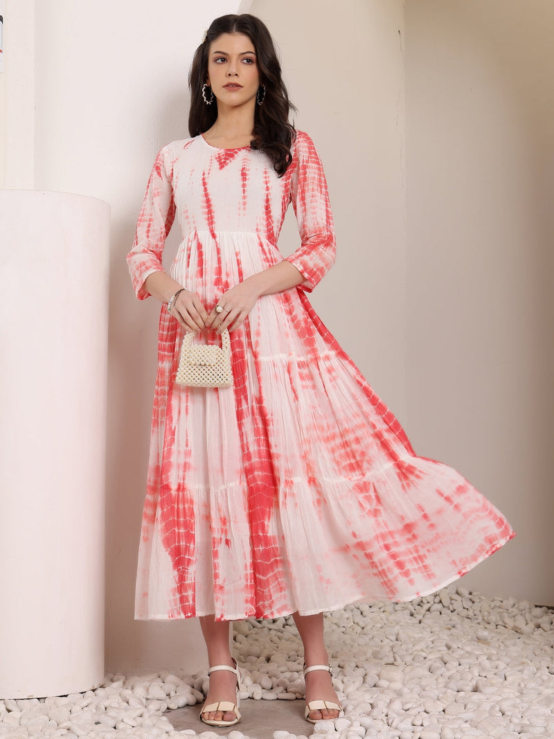 MulCotton Tie and Dye Fit and  Flare Dress