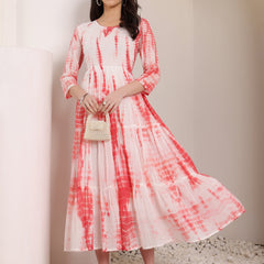 MulCotton Tie and Dye Fit and  Flare Dress