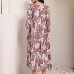 Cotton Hand Printed Tiered A-Line Dress