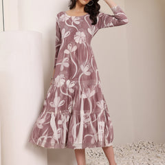 Cotton Hand Printed Tiered A-Line Dress