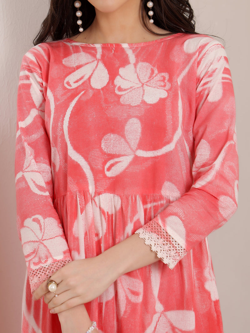 Cotton Hand Printed Tiered A-Line Dress