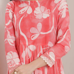 Cotton Hand Printed Tiered A-Line Dress